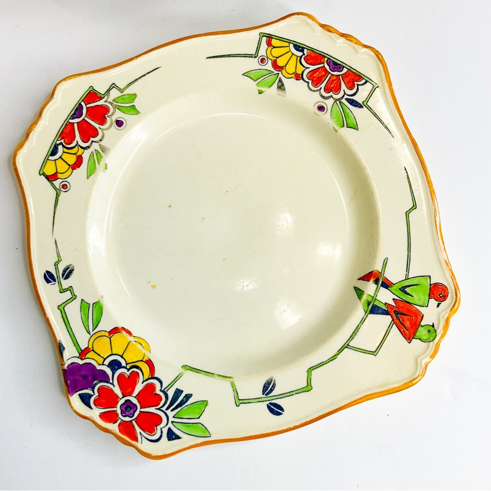 Vintage Art Deco Grimwades Bone China Floral Saucer With Yellow Mug - Picture 2 of 9